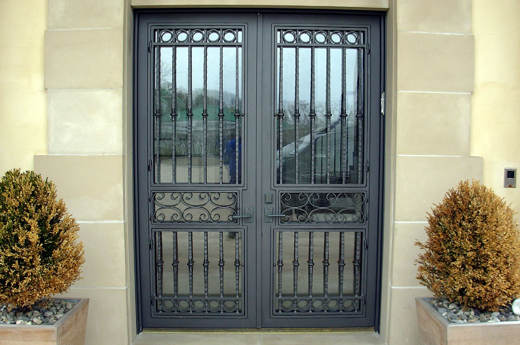 Iron Entry Doors | Ornamental Iron Doors | Wood Framed Iron Doors